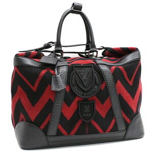 Louis Vuitton Grimaud Steamer Bag Handbag Red Black Leather Vail Blanket